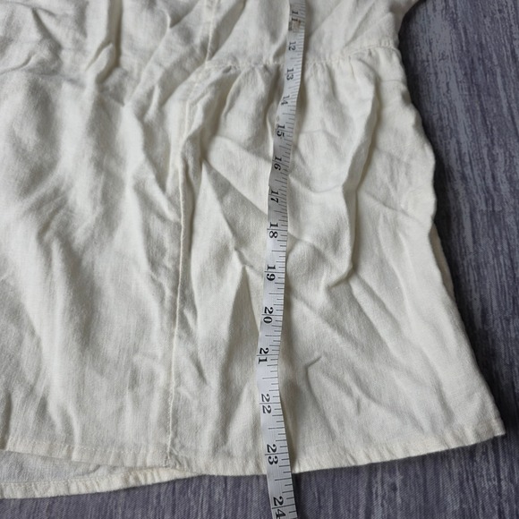 Sonoma Cream Embroidered V Neck Short Sleeve Linen Blend Top Size Small - Picture 5 of 7